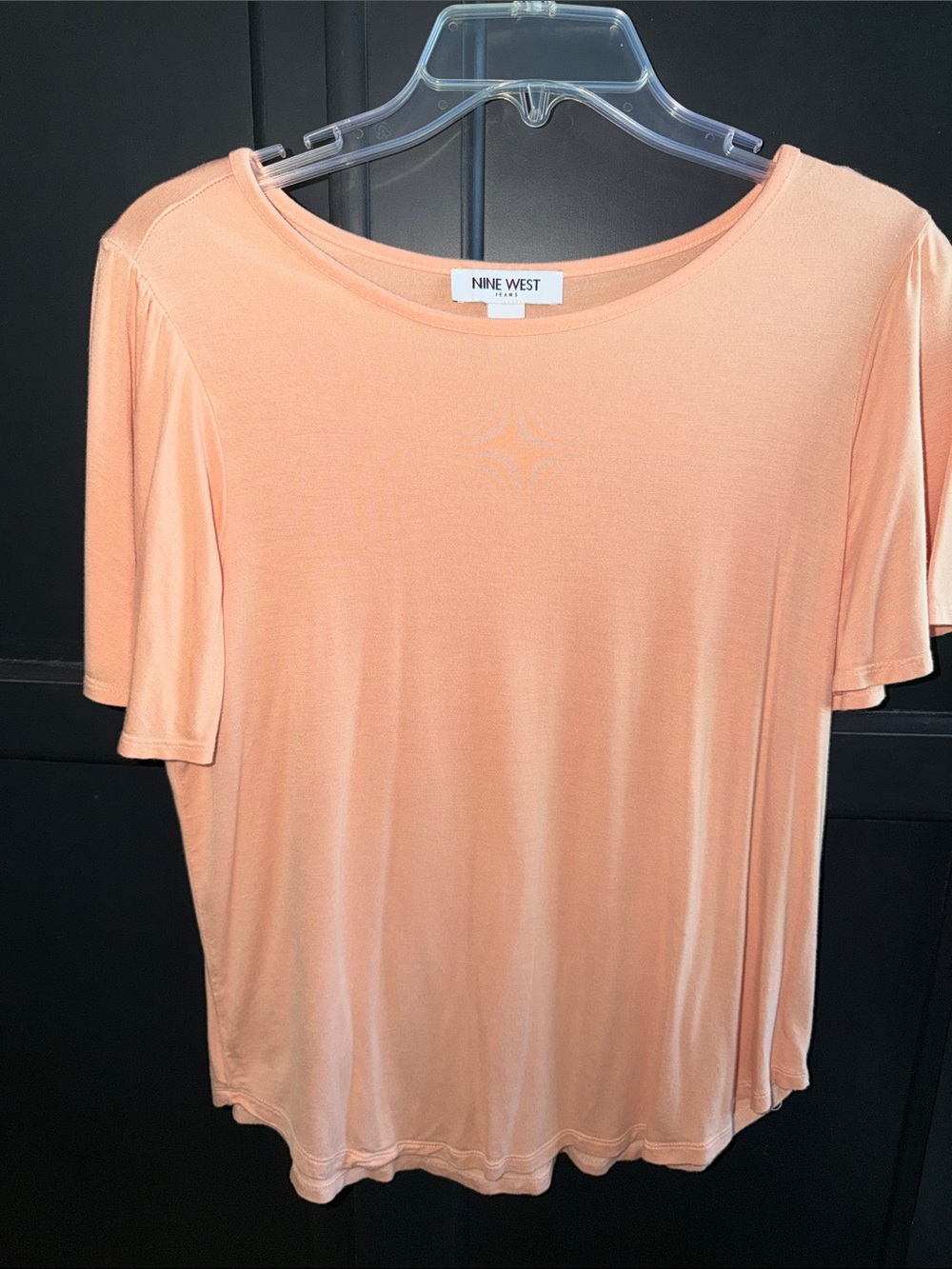 Nine West Peach Crewneck Short Sleeve Top